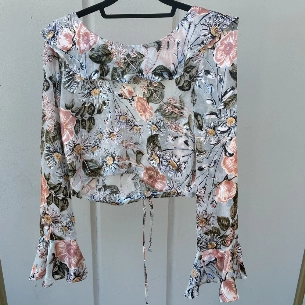 For Love and lemons floral crop top blouse size xs